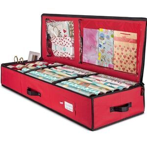 Christmas Wrapping Paper Storage Bag with Interior Pockets - Fits 24 Rolls
